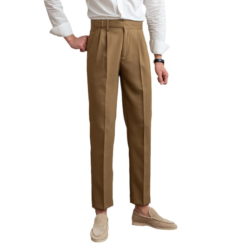 Primavera y otoño estilo coreano Nápoles diseño MEDIADOS DE-alta cintura recta pantalones cortos británico crujiente anti-arrugas pantalones casuales hombres