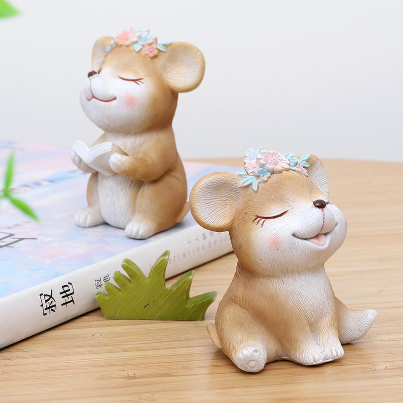Nanyuan Chuanfang INS de dibujos animados lindo ratón de escritorio pequeños adornos de resina creativa decoración de la torta adornos de ratón