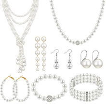 亚马逊爆款欧美时尚OL首饰 高级感优雅珍珠饰品 新娘项链套装批发