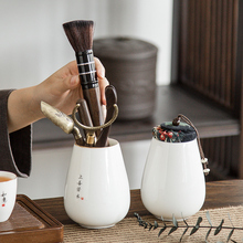 WUQA羊脂白玉瓷茶道六君子套装黑檀木功夫茶具配件茶夹子泡茶工具