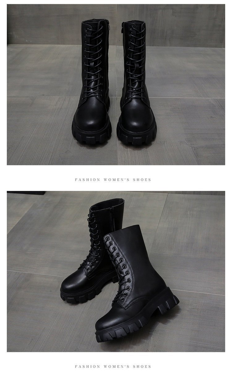 Hoge martin boots met veters voor dames lederen motorlaarzen_voghion.com