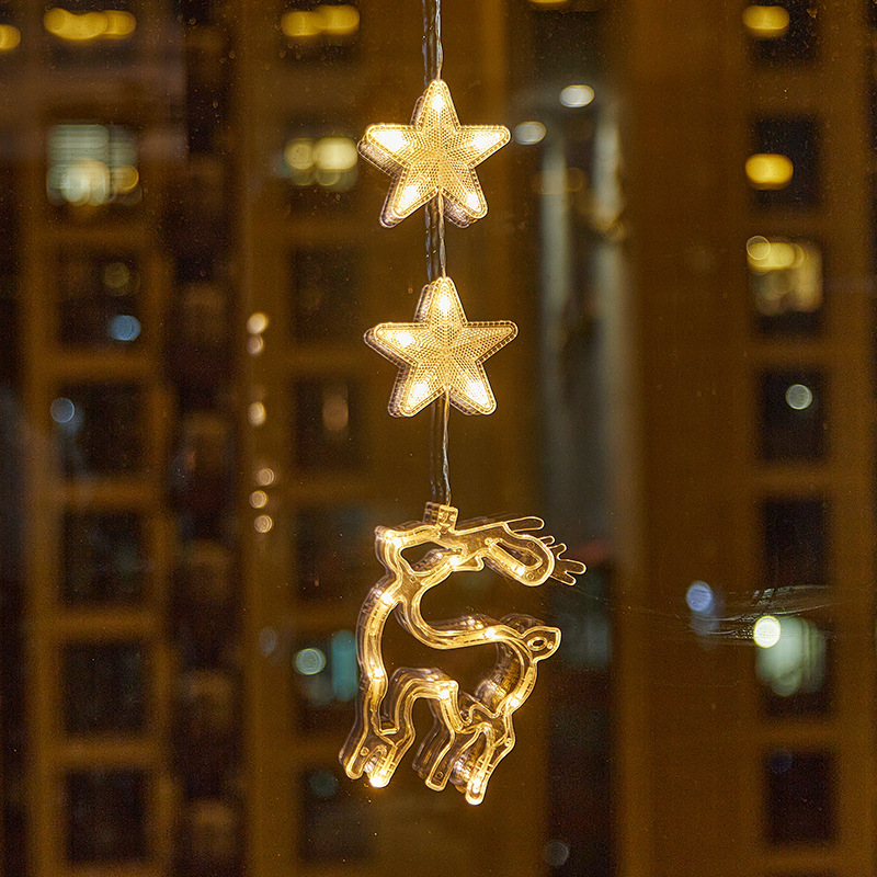 Nuevo estilo transfronterizo Navidad ambiente creativo LED ventosa decoración de la lámpara decoración del festival lámpara de estrella de cinco puntas colgante colgante image 12