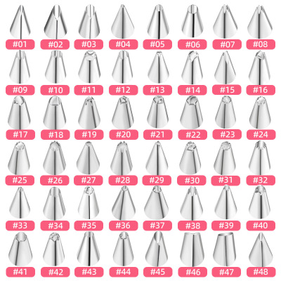 wholesale 48 Stainless steel Decorating mouth baking Cake Piping tool diy Milking Oil glue Decorating mouth trumpet