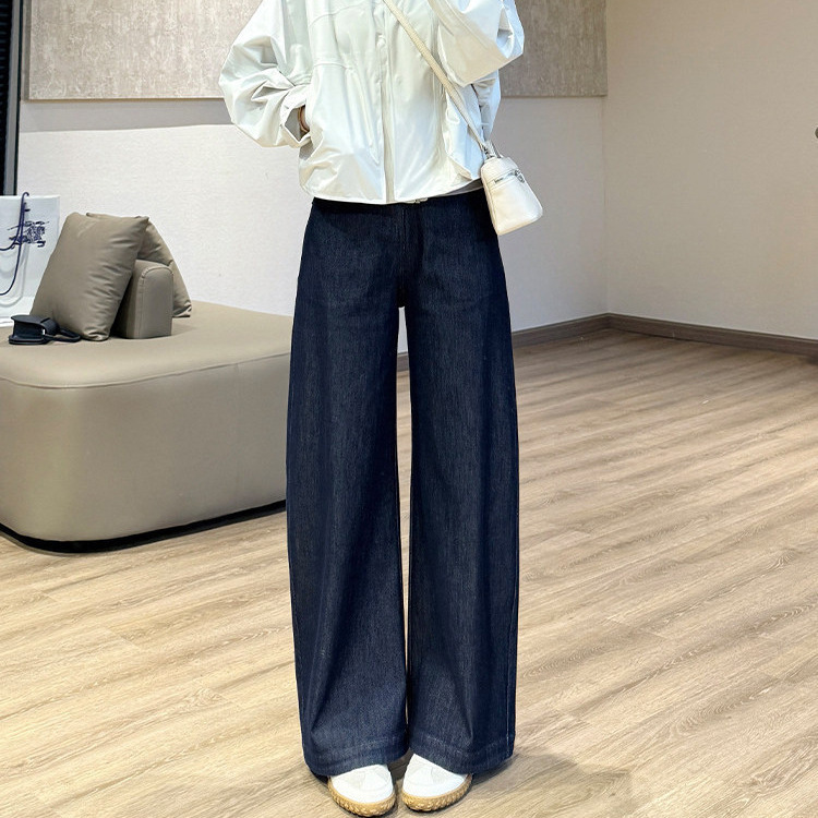 Striped Denim Jeans with Anti-Fade Effect, High-Waisted, Drapey, Tencel Wide-Leg Pants for Women, New for Spring 26