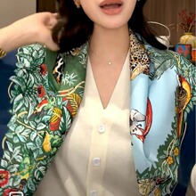 高端24年典藏丝巾精美印花真丝桑蚕丝90方巾丛林之爱围巾披肩女士