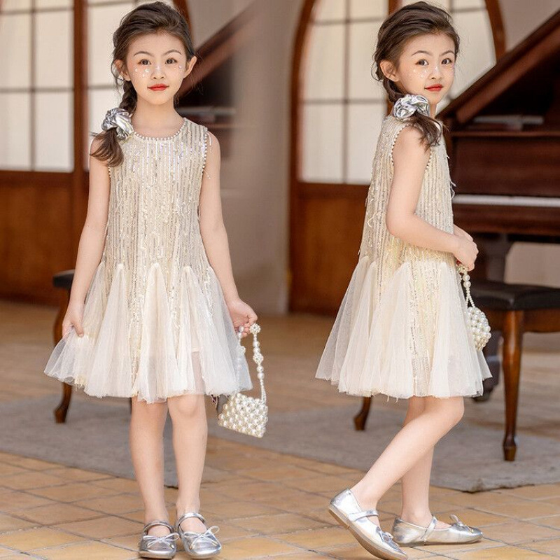 女童连衣裙2025夏季新款公主裙背心裙儿童装洋气裙子女大童礼服裙|undefined