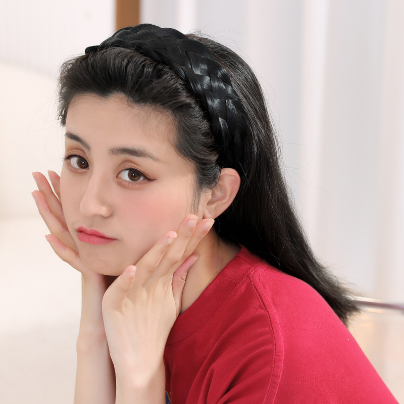 Peluca de diadema Peluca de cinco hilos trenza Twist peluca tocado cubierta de la peluca cubierta del pelo blanco horquilla superior ancho sobre