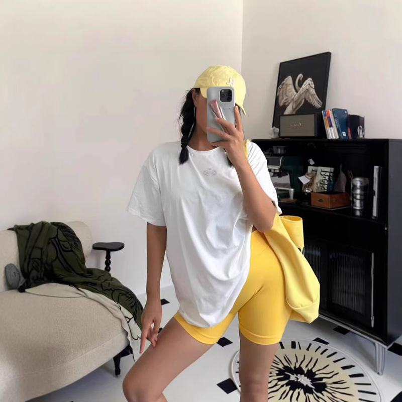 Heart-Shaped Dumbbell Round-Neck Short-Sleeve Loose Versatile Base Shirt Casual Summer Top Quick-Dry Training Sports T-Shirt Heart-Shaped Dumbbell Round-Neck Short-Sleeve Loose Versatile Base Shirt Casual Summer Top Quick-Dry Training Sports T-Shirt