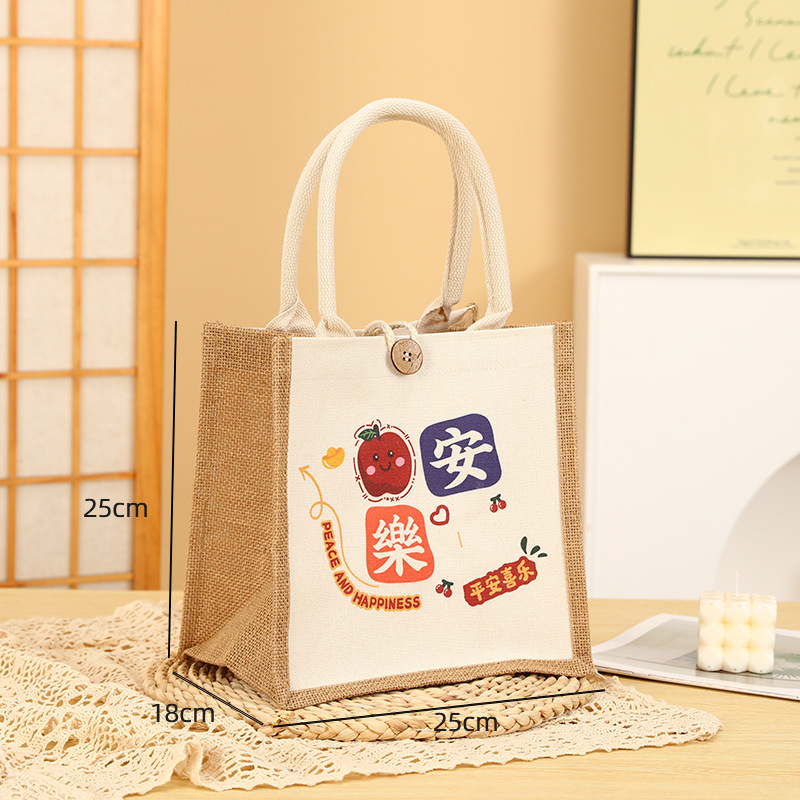 Nuevo bolso de lino estudiante caja de almuerzo ropa de protección del medio ambiente compras bolso ojo bolsa de lino bolso de lona