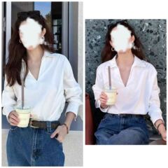鐘楚セイは同じシャツの女性2025フランスの新しいデザイン感が怠惰でゆるいvネックの白い長袖シャツ春