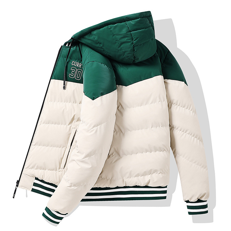 Gepolsterte Herrenjacke mit Stickerei in Kontrastfarben, abnehmbarer, lockerer Mütze, beidseitig tragbar, dick gefüttert, mit Kapuze_voghion.com