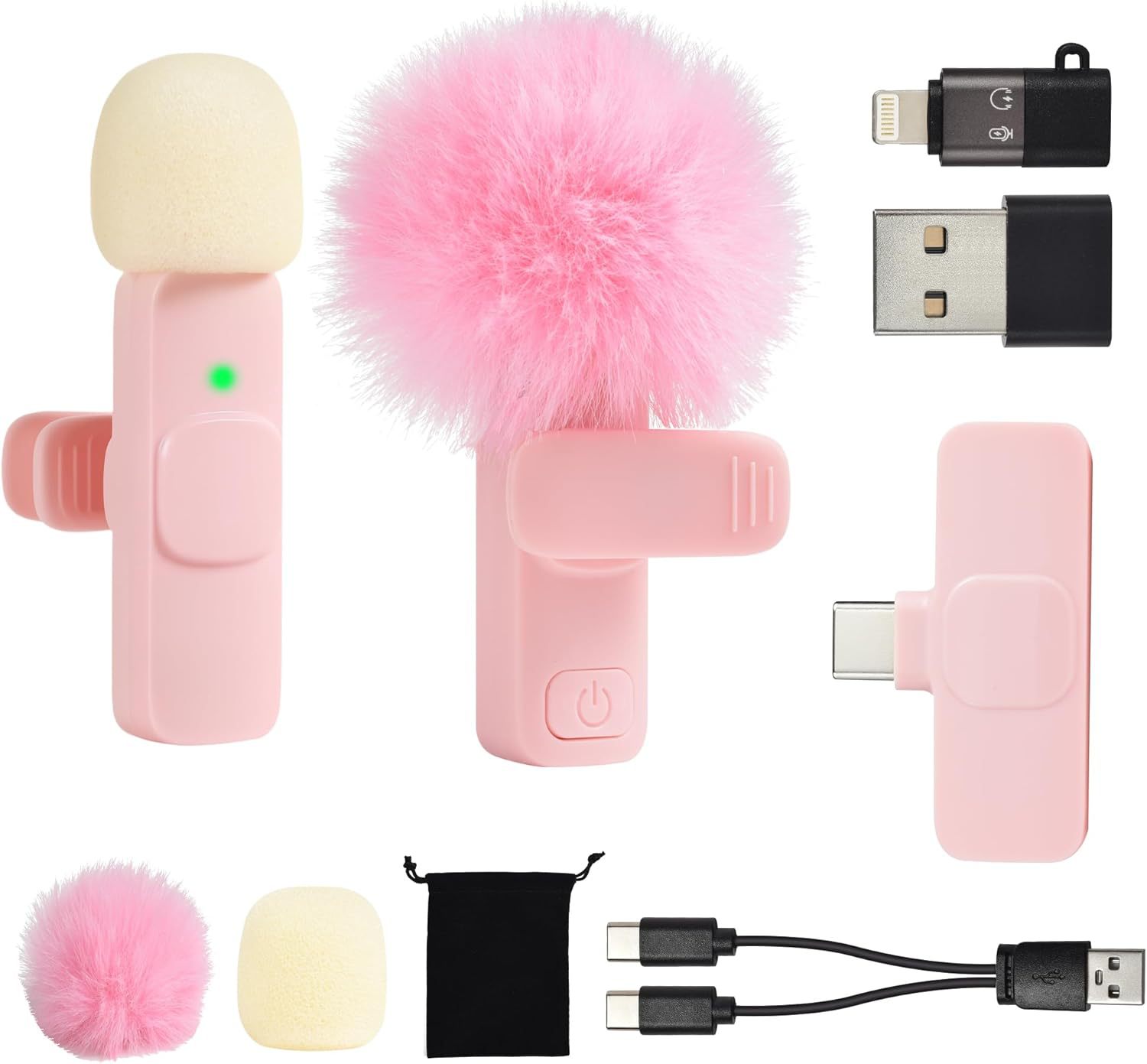 Pink K1K9 micrófono de clip de cuello inalámbrico uno a dos teléfono móvil en vivo grabación al aire libre radio micrófono pequeño con reducción de ruido