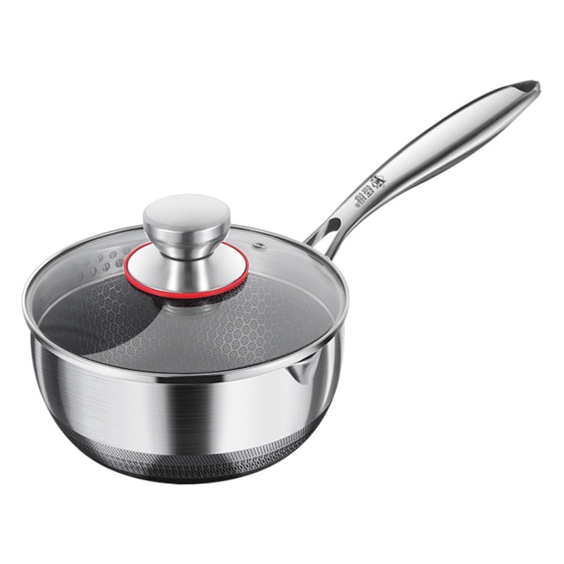 Sartén de nieve de estilo japonés 316 olla de leche pequeña de acero inoxidable olla de suplemento alimenticio antiadherente olla de inducción olla de sopa de fideos panal doméstico
