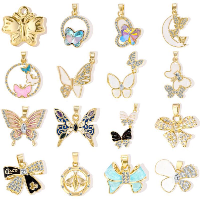 European and American Foreign Trade Hot-Selling Copper Micro-Inlaid Zircon Butterfly Pendant Jewelry Clothing Nail Decoration Versatile Exquisite Accessories European and American Foreign Trade Hot-Selling Copper Micro-Inlaid Zircon Butterfly Pendant Jewelry Clothing Nail Decoration Versatile Exquisite Accessories