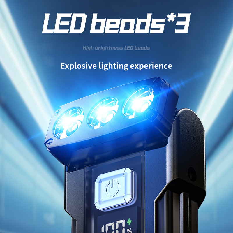 Transfronterizo nueva lámpara de campamento al aire libre luz brillante lámpara de llavero multifuncional pantalla digital de carga USB de emergencia al aire libre