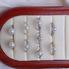 通体S925银圆形白色珍珠戒指女开口时尚日常佩戴批发