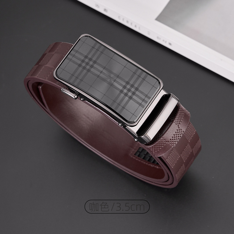 高級ビジネスベルト男性高級感トップ層牛革ベルト男性ファッションファッション男性自動バックル本革