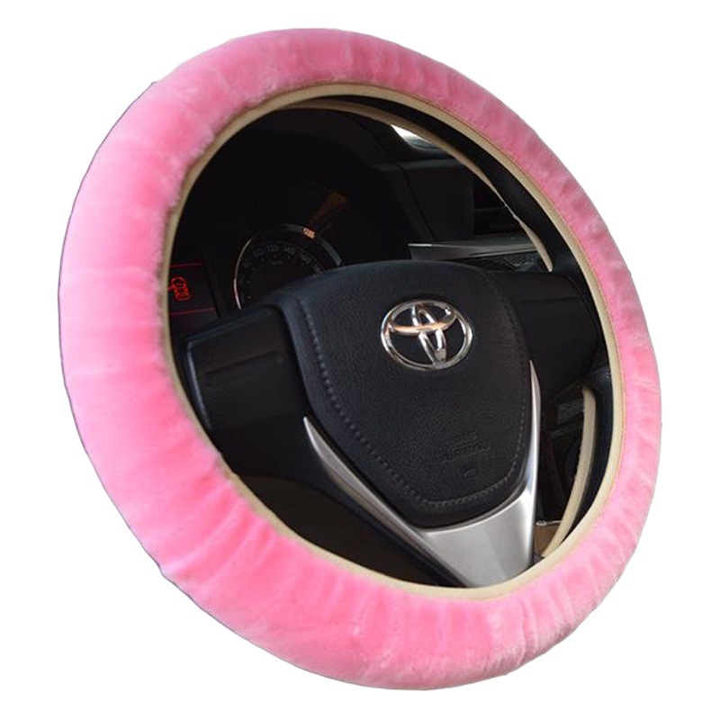 Winter Warm Car Steering Wheel Cover Plush Pull Handle Cover Warm Unisex Steering Wheel Set