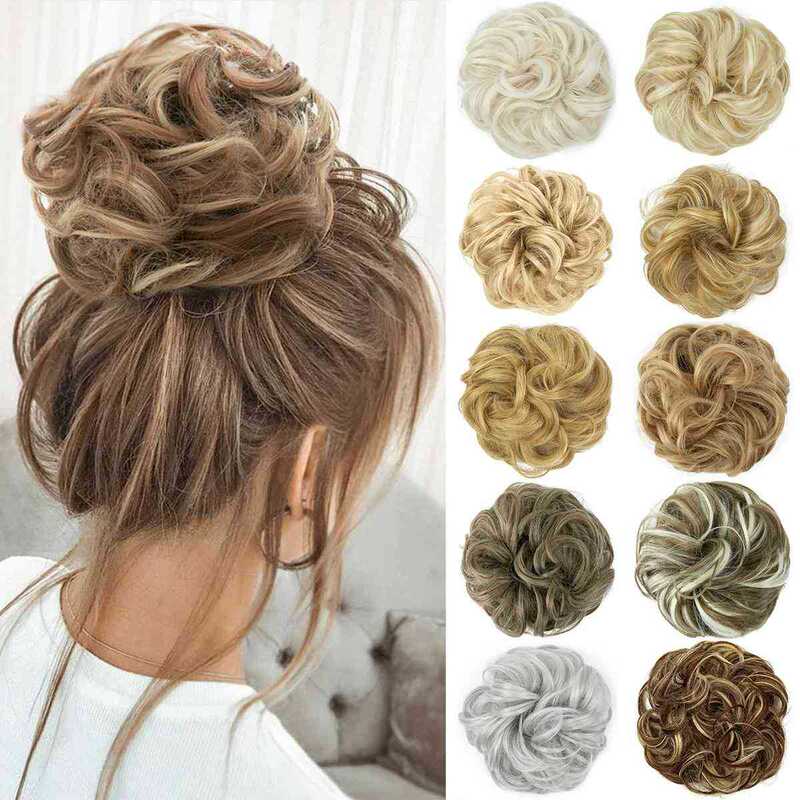 Wig for Women, European and American Cross-Border Foreign Trade Hot-Selling Elastic Rubber Band Curly Hair Ring Wig Hair Bun Maker Bun Hairstyle