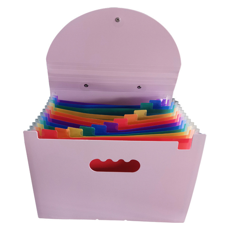 Bolsa de órgano 12 en carpeta de facturas multifuncional A4 caja de archivos de oficina caja de archivos tipo hebilla al por mayor