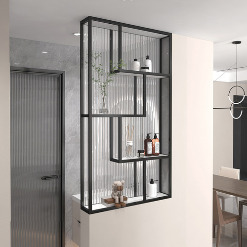 Changhong glass half-wall partition bathroom vanity console living room iron storage rack minimalist modern stainless steel screen