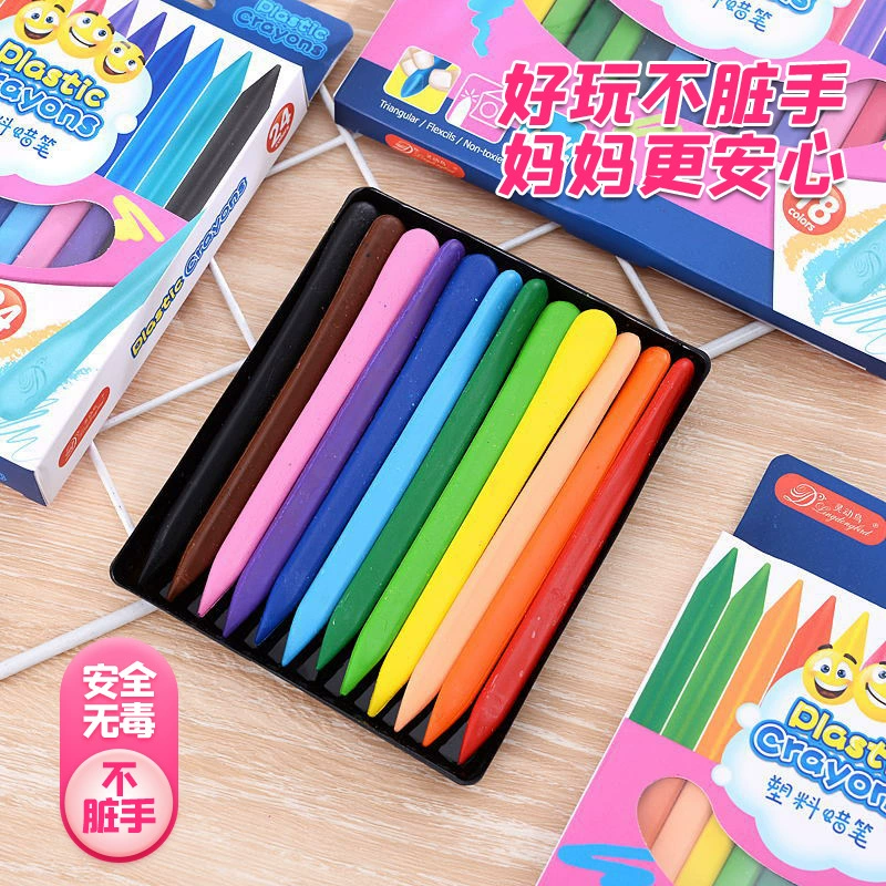 灵动鸟 Children's plastic crayons, 24 colors, washable
