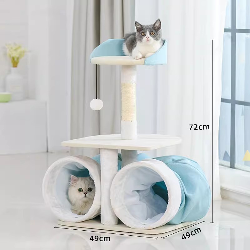 고양이 둥지가 있는 터널 고양이 등반 프레임