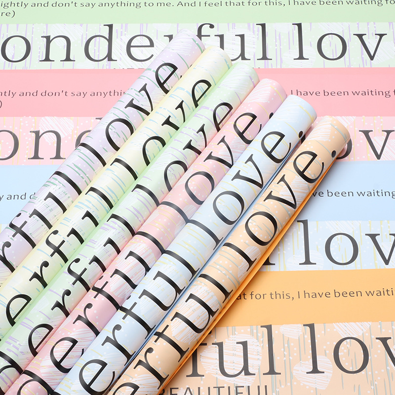 Huaxi en forma de corazón de azúcar comercio exterior transfronterizo papel de embalaje de flores pequeñas flores frescas regalo de papel de ramo de flores florista papel de embalaje de flores