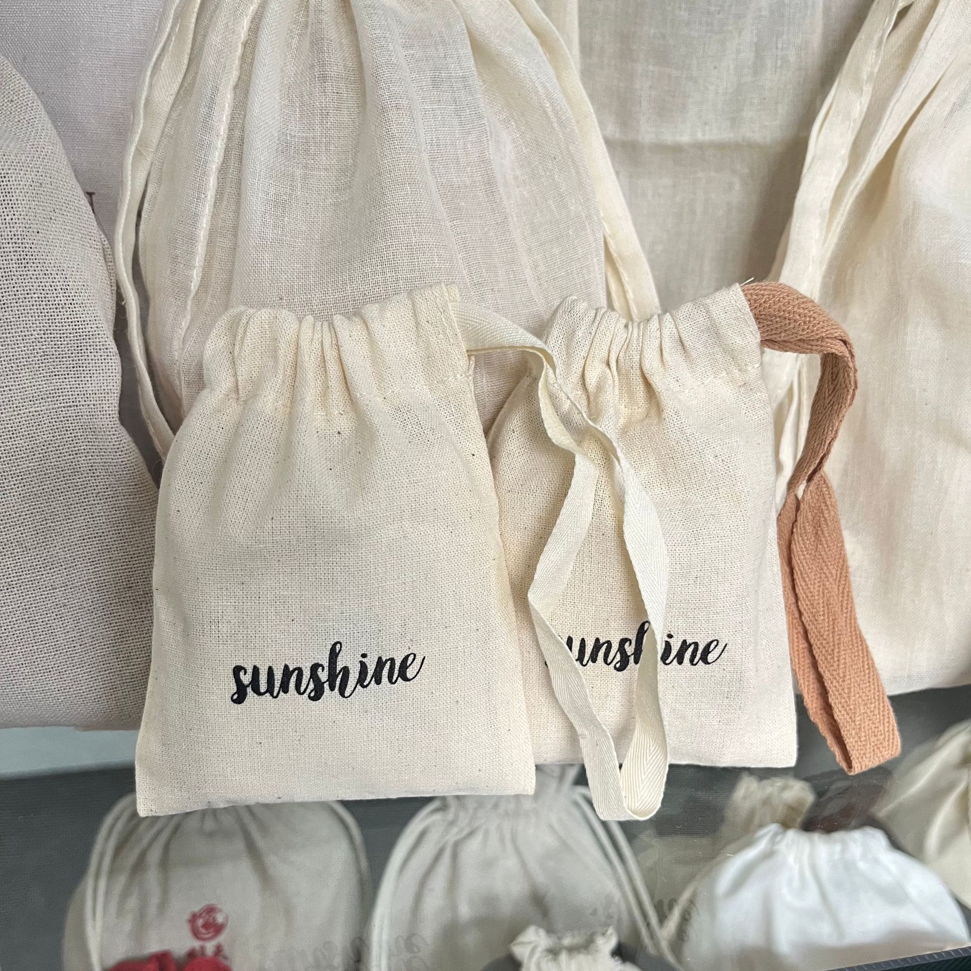 现代简约棉布棉麻束口小袋子首饰品赠品小包装布袋帆布棉麻袋子