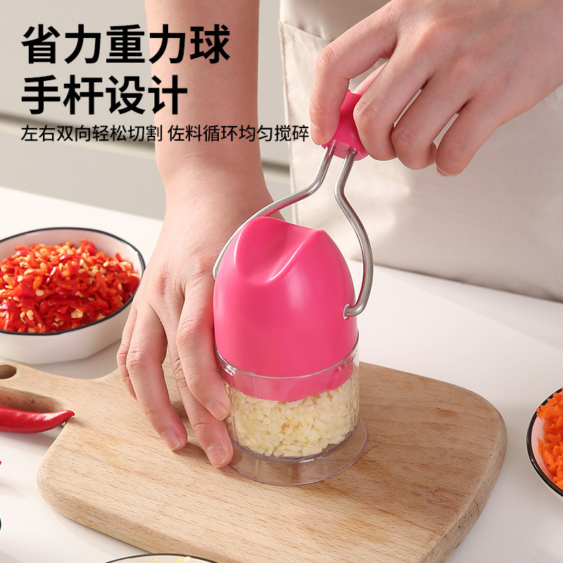 Household Kitchen Palm-Sized Garlic Manual Garlic Masher, Easy to Disassemble and Clean, Hand-Cranked Garlic Minced Garlic Masher