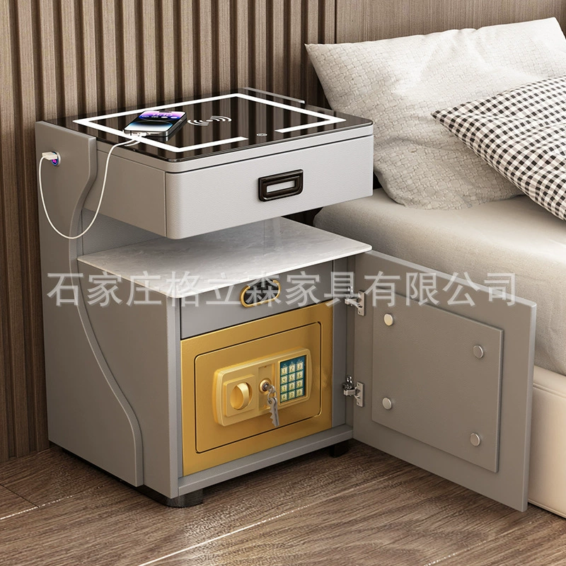 Умный сейф для тумбочки для дома Простой шкаф для хранения спальни современный беспроводной зарядки с лампой сейф