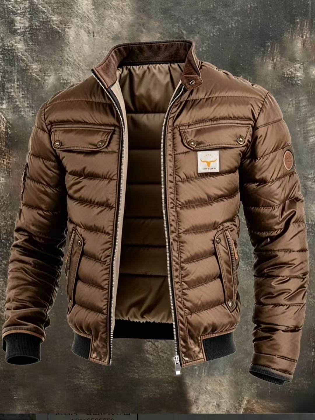 2026 transfronterizo amazon hombre cuero retro quilting empalme cremallera caliente chaqueta exterior abrigo