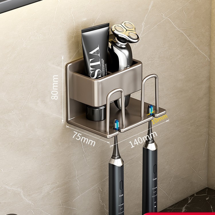 Pistola gris cepillo de dientes rack baño ponche-libre enjuague bucal Copa Diente montado en la pared estante de almacenamiento estante de cepillo de dientes eléctrico