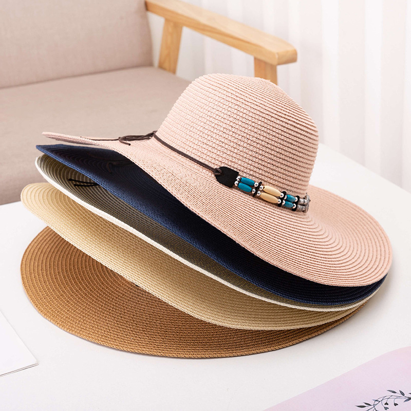韓版遮陽帽女防嗮沙灘大檐帽子 女士新款戶外草帽盆形太陽帽批發