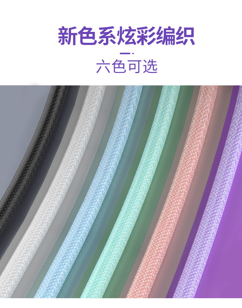 3A wholesale cross-border new model with indicator light fast charging QC3.0 charging cable, nylon braided USB mobile phone data cable pic 9