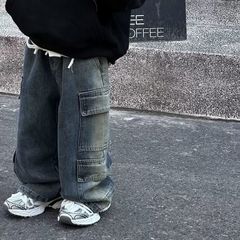 儿童工装裤春秋男女童潮酷牛仔裤宝宝复古重工街舞直筒长裤韩