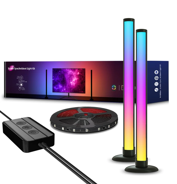 Computer version screen light synchronization light strip + lamp post 2PCS (color box packaging)