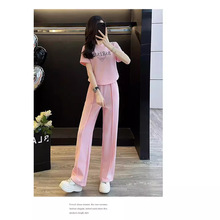 2024夏季时尚潮流女式显示苗条妙龄少女动感时髦字母装饰套装