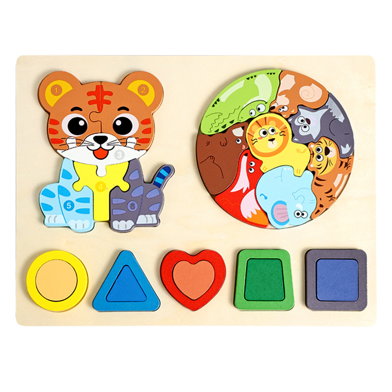 Nuevos productos de forma geométrica puzzle animal digital tridimensional puzzle tablero de dibujo de la educación temprana puzzle forma emparejada bloques de construcción