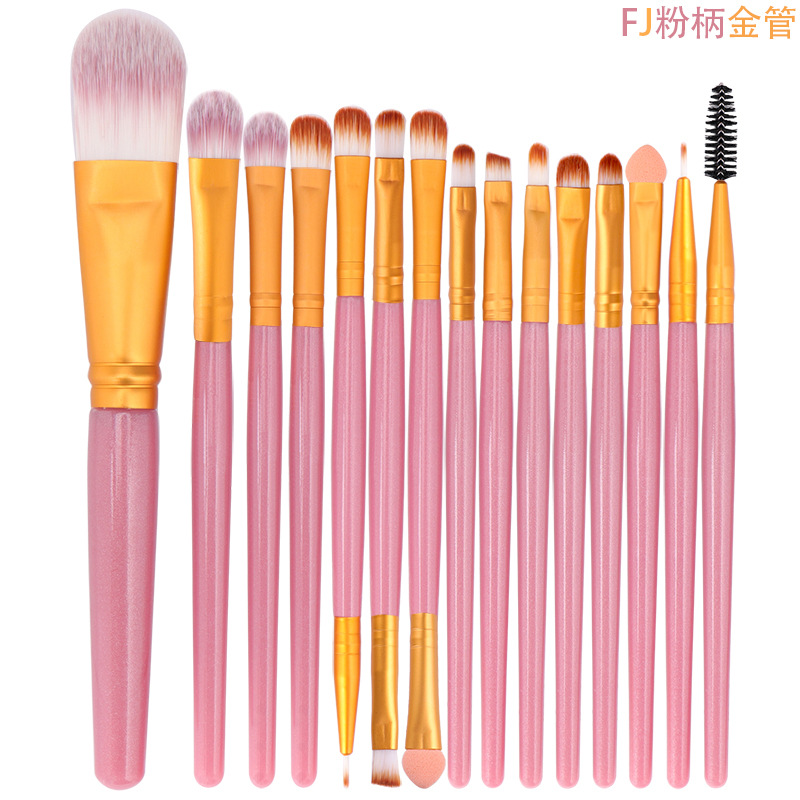 Bangfei 15 pinceles de maquillaje traje de sombra de ojos cepillo de cejas cepillo de pestañas cepillo de labios conjunto completo herramientas de belleza en stock