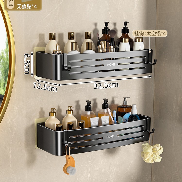 Estante Esquinero Triangulada de Baño de Aleación de Aluminio, Sin Perforación