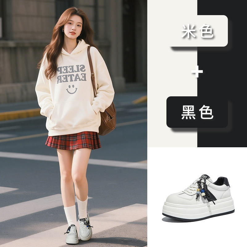 吸膜底真皮小白鞋女2025秋季新款厚底板鞋休闲阿甘鞋百搭运动女鞋|undefined
