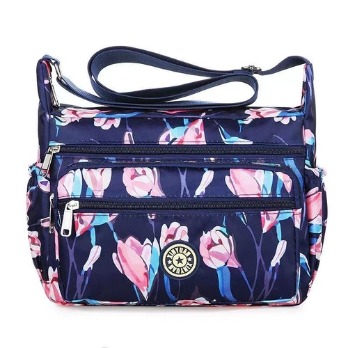 2024 New Women's Bag Shoulder Bag Street Stall Supply Large Capacity Korean Style Flower Bag for Middle-aged and Elderly Casual Nylon Crossbody Bag