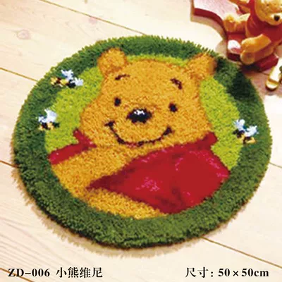 Wool Embroidery Floor Mat Crochet Embroidery | Avtomobil döşəmə paspasları - zd006-pooh-38cm-white-net-cross