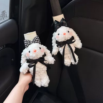 Belt Decoration, Anti-Wear Clothing for – Seat belt shoulder pad - white-for-all-seasons-ins-plaid-rabbit-ins-black-bow-rabbit