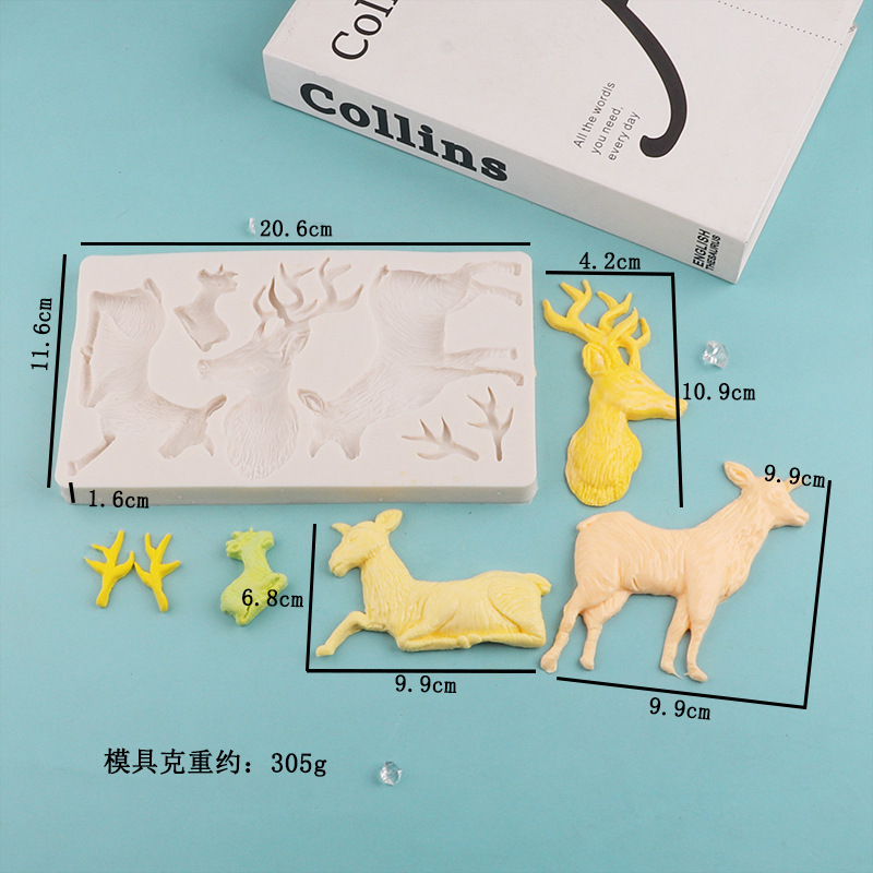 Navidad ELK Antler pastel de chocolate decoración del molde de epoxy decoración de la joyería herramienta de molienda fondant molde para hornear