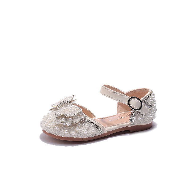 Sandali per bambini con paillettes di diamanti e acqua dolce principessa Baotou 2023 nuove scarpe estive in pelle per bambina_voghion.com