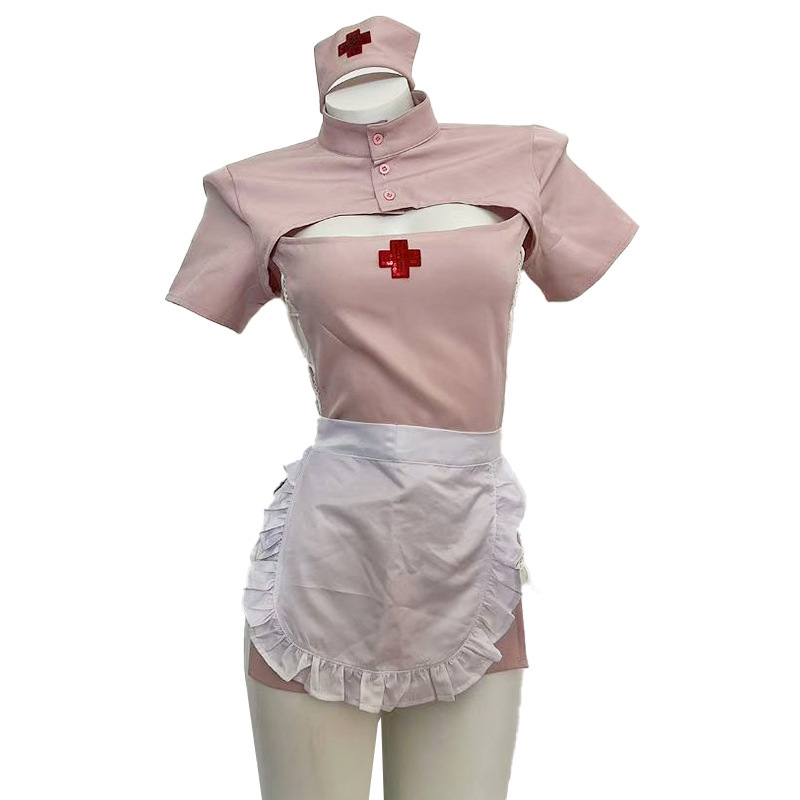 Sexy Lingerie, Sweetheart Nurse Sexy Lingerie, Sexy Slit, Butt-Revealing Uniform Suit, Hip-Covering, No-Take-Off Suit Wholesale