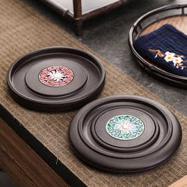 工厂批发新款日式圆形电木壶承茶壶托 功夫茶具配件干泡盘防烫