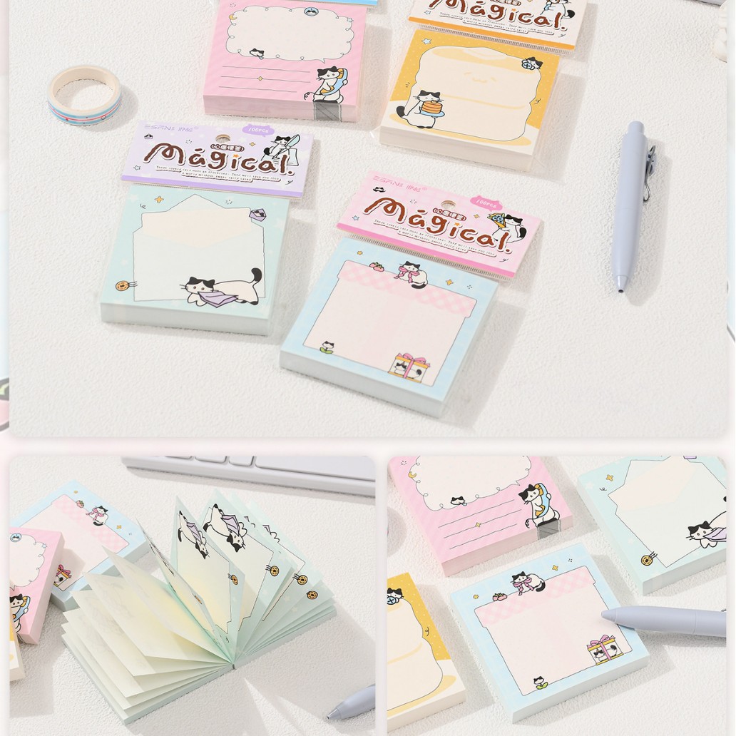 Inswind dibujos animados papel de notas no adhesivo cuaderno de notas de página de color para estudiantes de papel de notas de alto valor facial